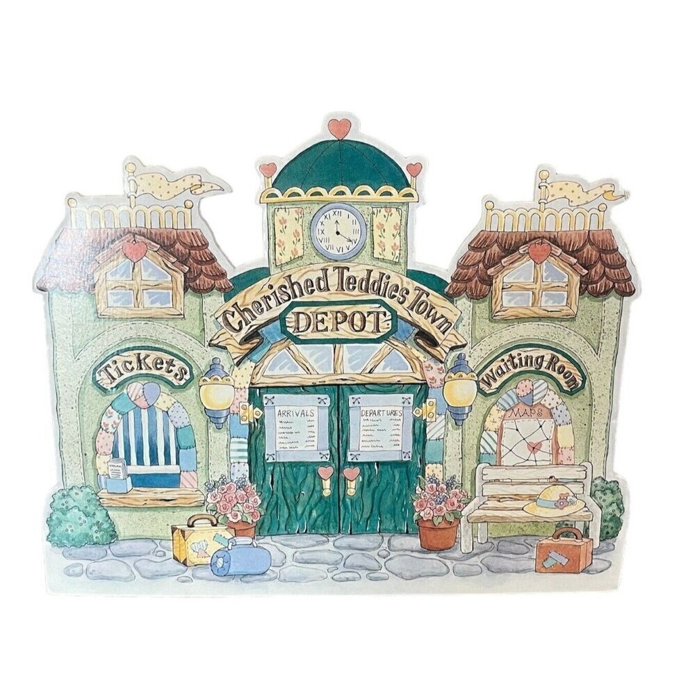 Cherished Teddies - CRT289 Cherished Teddies Town Depot Backdrop Used